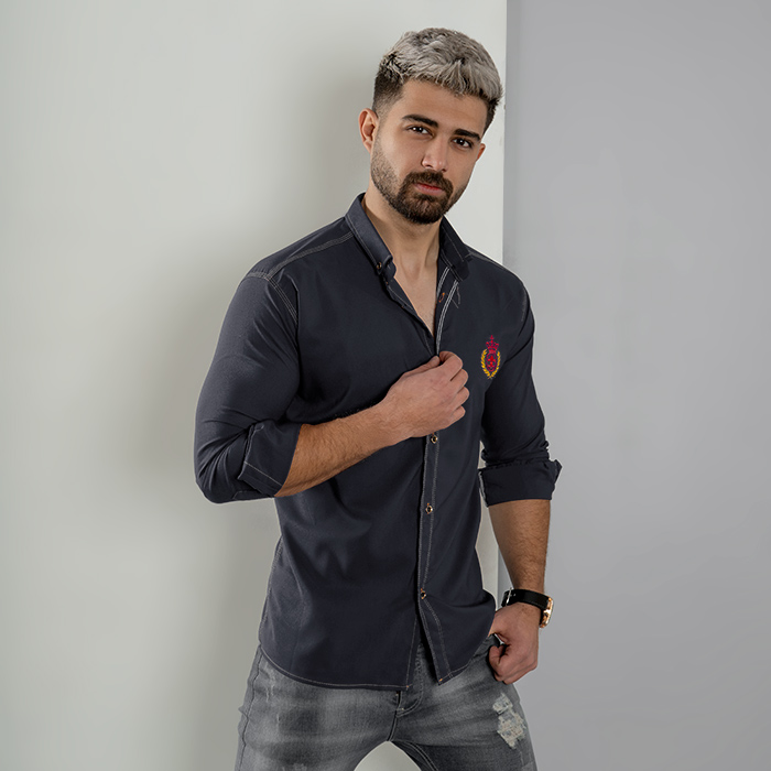 پیراهن مردانه خاکستری مدل Gabi