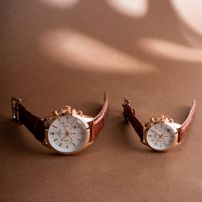 ست ساعت ELEGANCE زرگلد صفحه سفید مدل Unix