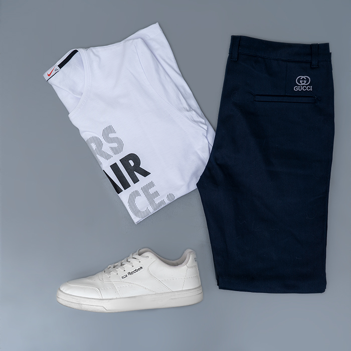 شلوار کتان سرمه ای مردانه مدل Gucci