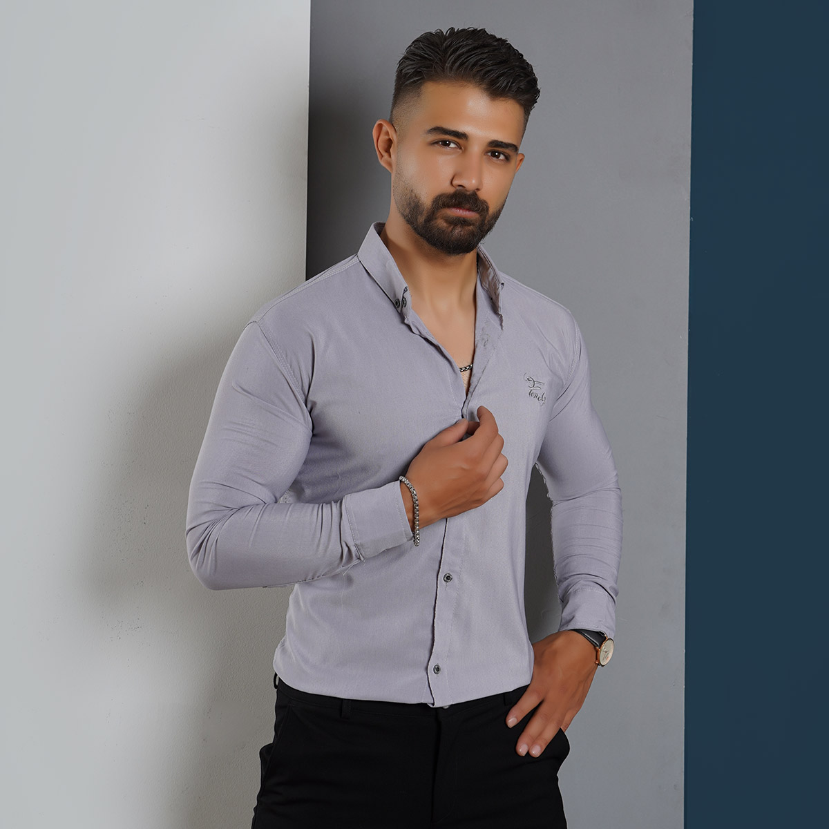 پیراهن طوسی مردانه مدل Fendi