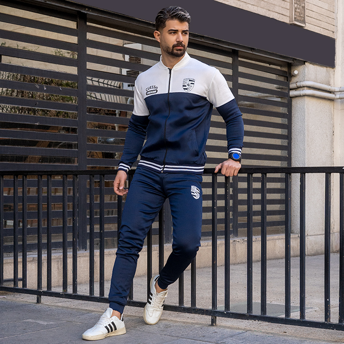 ست سوئیشرت شلوار مردانه سرمه ای مدل Guess