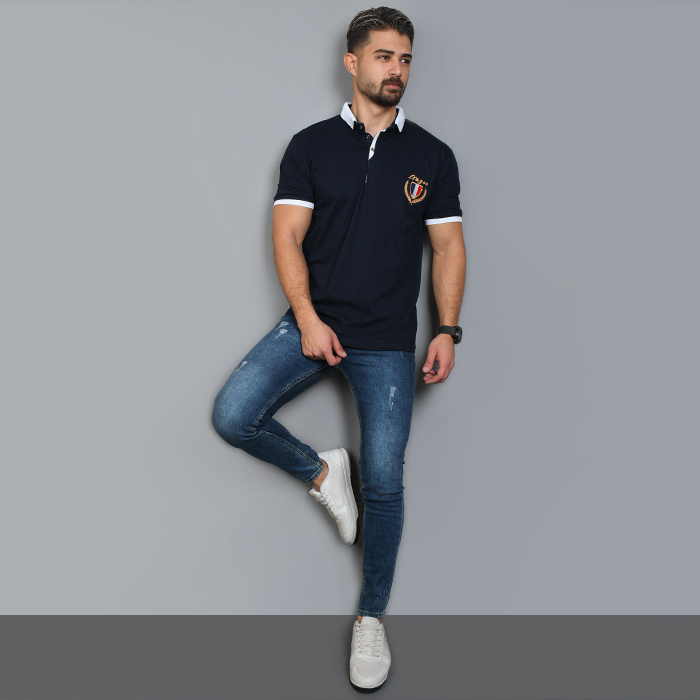 تیشرت مردانه سرمه ای مدل RIBAN