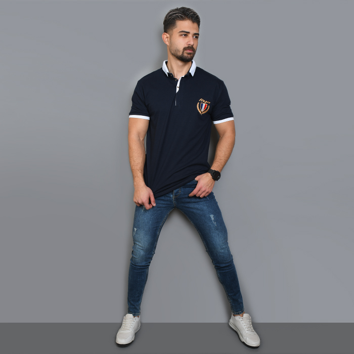 تیشرت مردانه سرمه ای مدل RIBAN