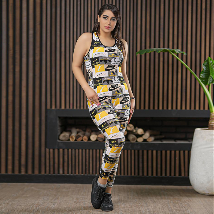 ست تاپ شلوار Nike دخترانه زرد مدل viana