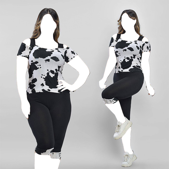 ست دخترانه تاپ شلوارک طرح گاو مدل Sevin