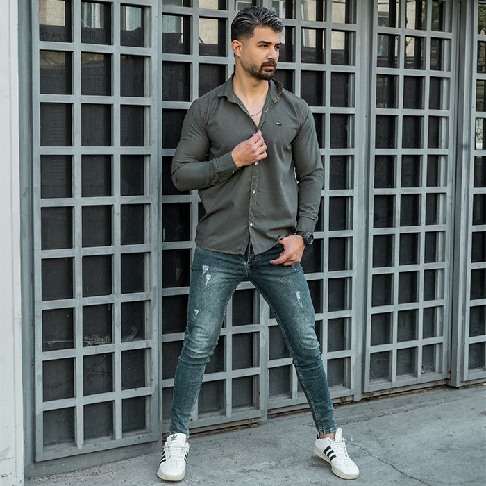 پیراهن مردانه سبز مدل Novan