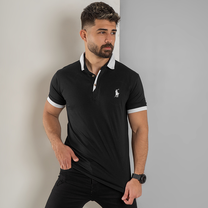 تیشرت مردانه مشکی مدل Polo90