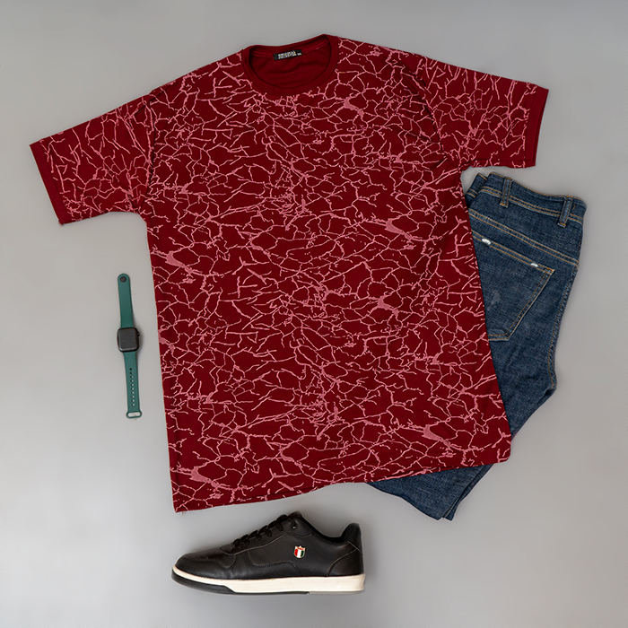 تیشرت قرمزمردانه طرح ترک مدل MALOMA