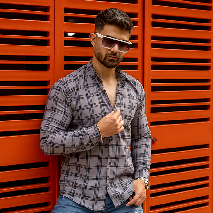 پیراهن مردانه طوسی تیره مدل Tanpoosh