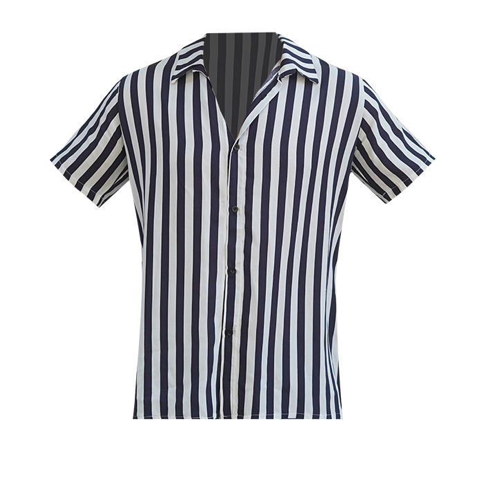 پیراهن مردانه هاوایی راه راه سفید مشکی مدل Siamand