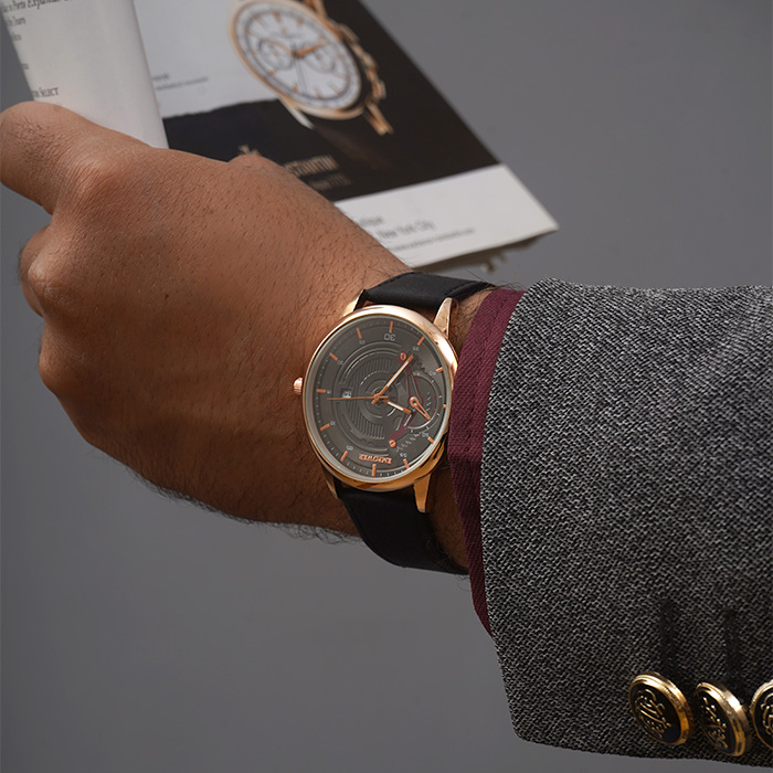 ساعت مچی مشکی صفحه مشکی(طرح کمان) empower مدل EM20