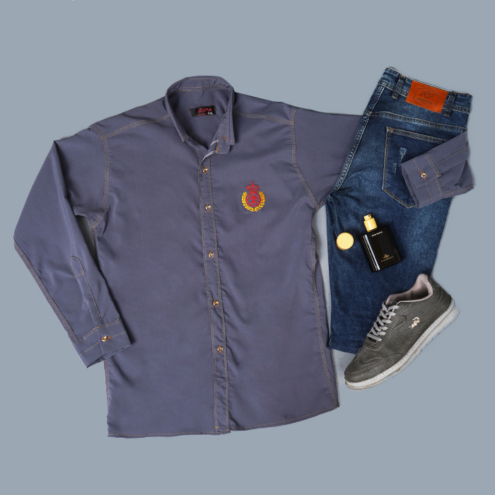 پیراهن مردانه طوسی تیره مدل Gabi