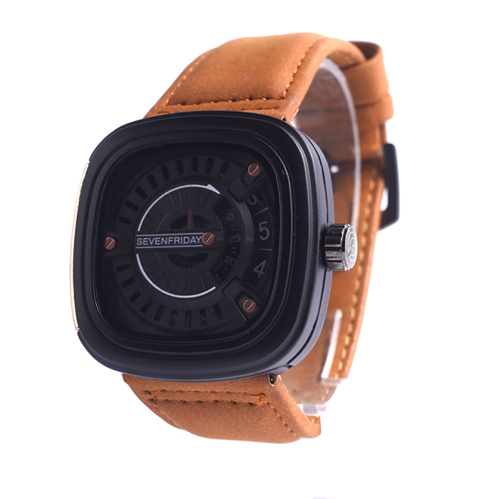 ساعت sevenfriday عسلی صفحه مشکی مدل rinald