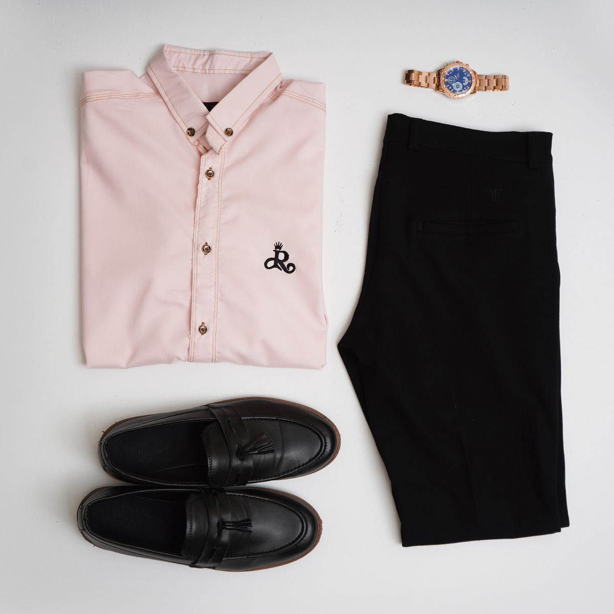 پیراهن مردانه صورتی کم رنگ مدل VQ