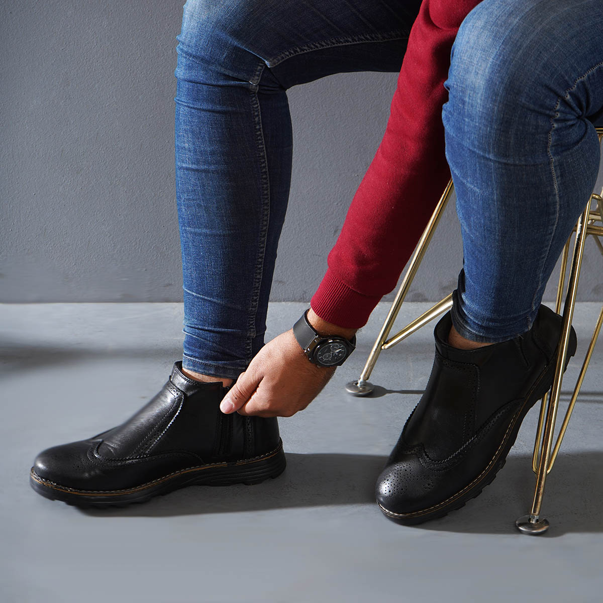 نیم بوت مشکی مردانه مدل ASHVAN