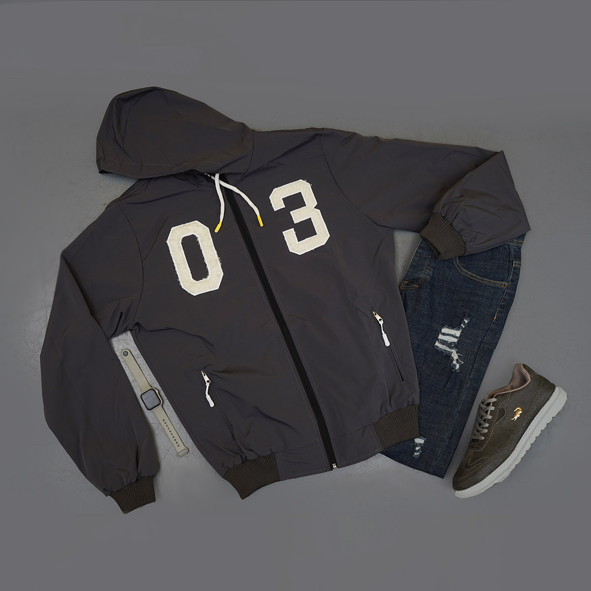 کاپشن مردانه طوسی مدل 03