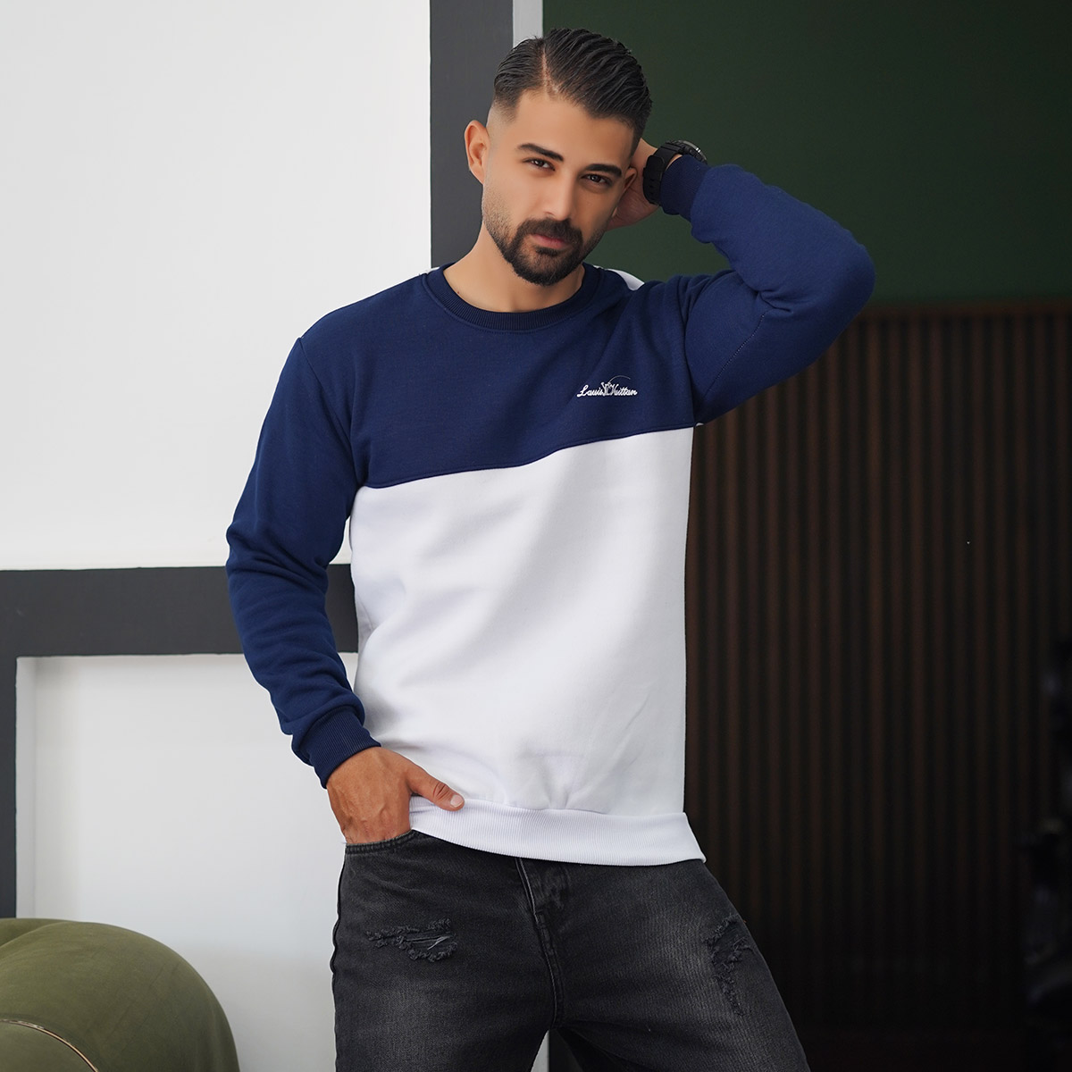 دورس مردانه سرمه ای سفید مدل Louis