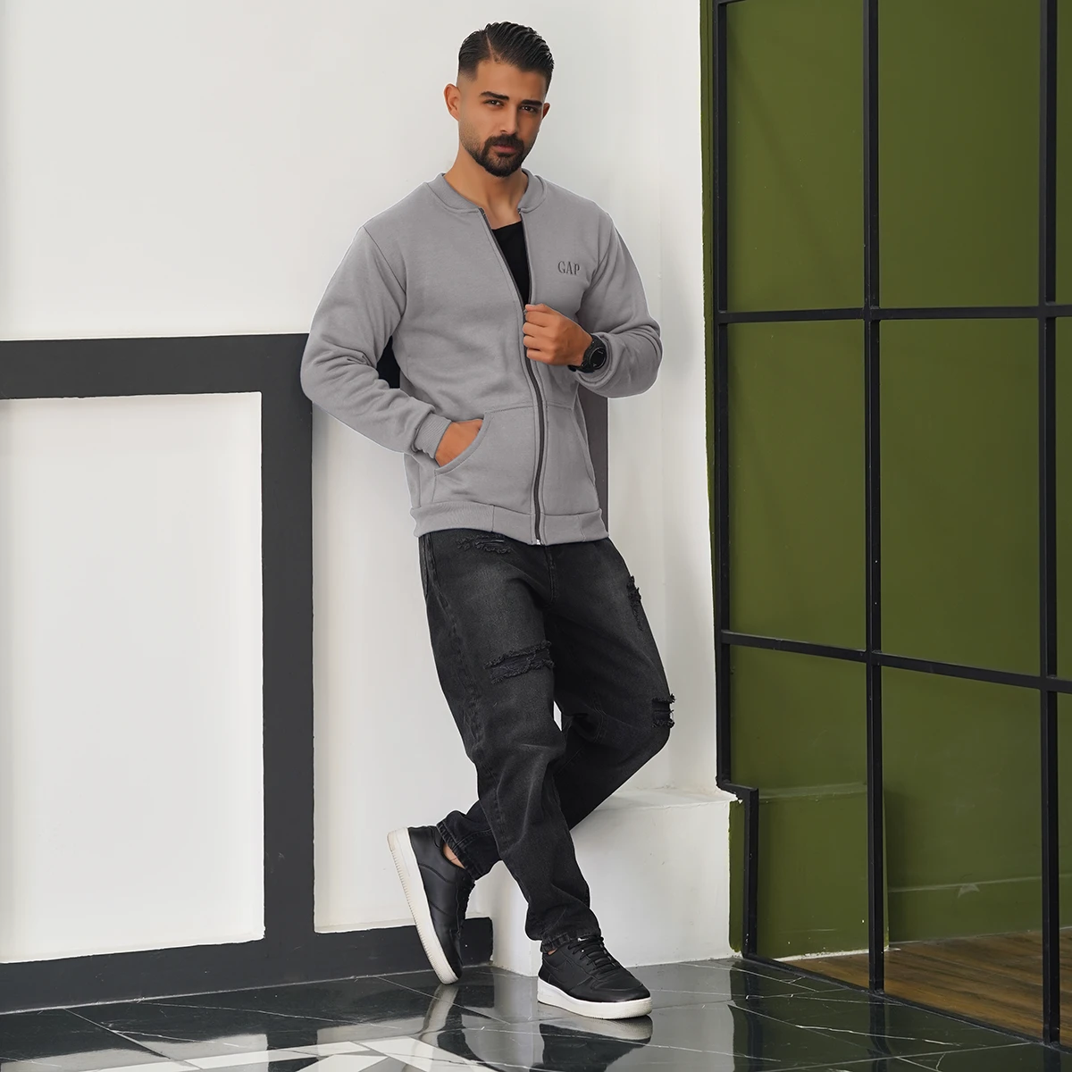 سوییشرت مردانه طوسی مدل GAP