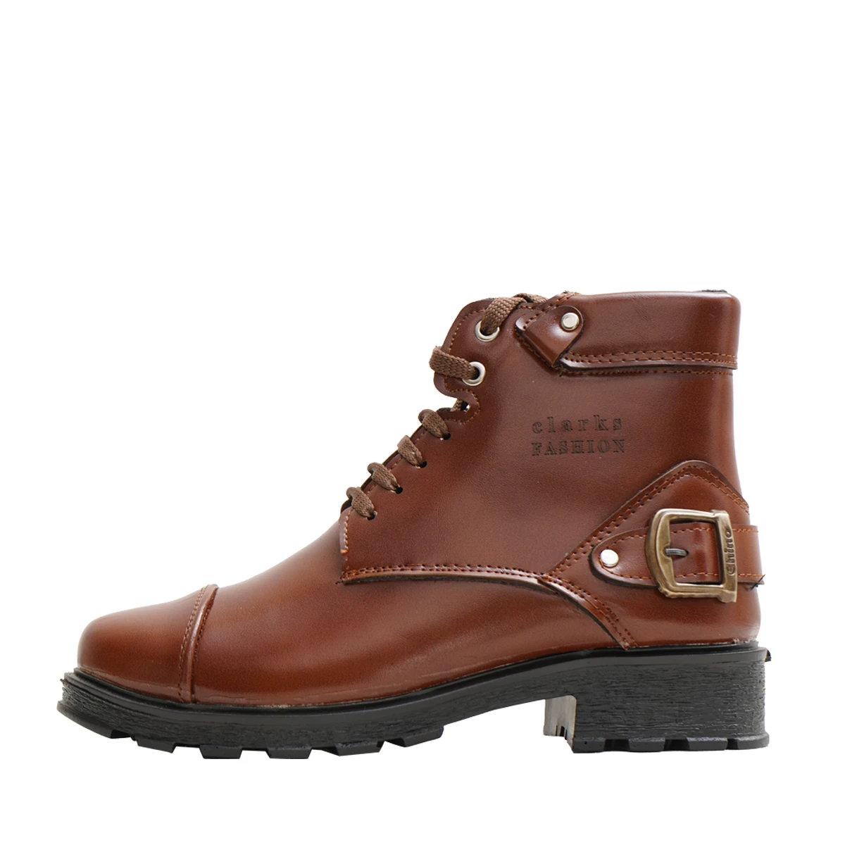 نیم بوت زنانه سگک دار بندی قهوه‌ای مدل Farnosh