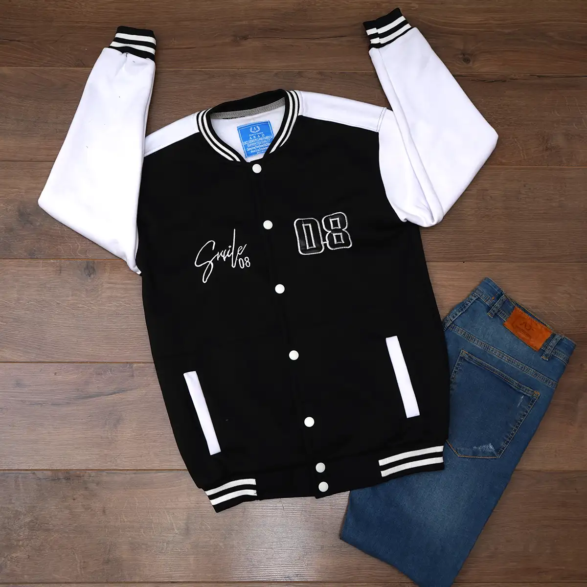 بامبر جکت مردانه مشکی مدل Baseball