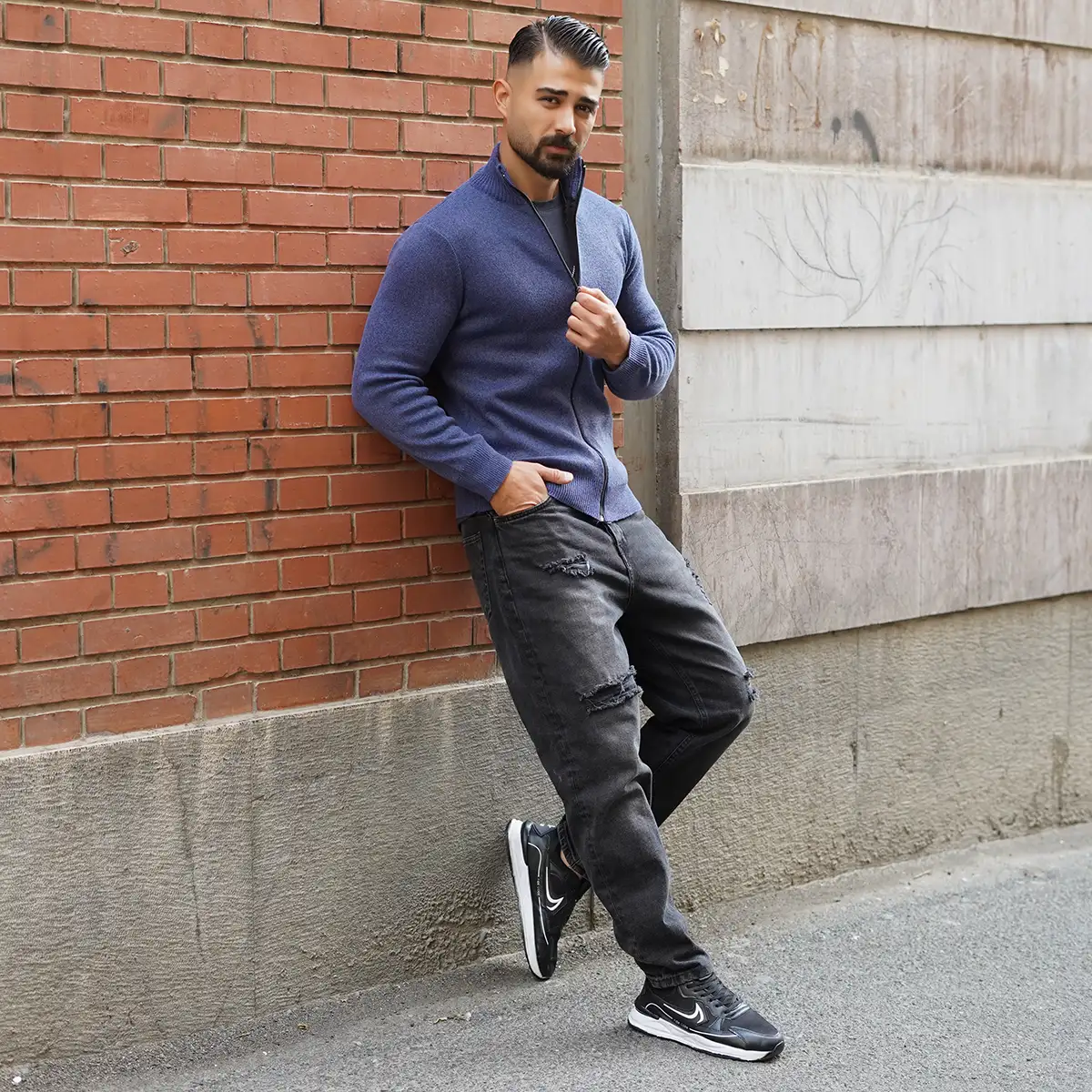 سوییشرت مردانه آبی مدل Meysam