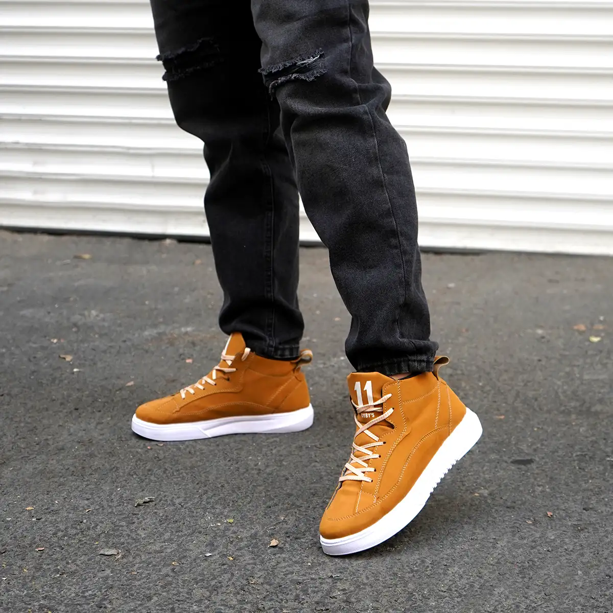 کفش ساقدار مردانه خردلی مدل 11qp