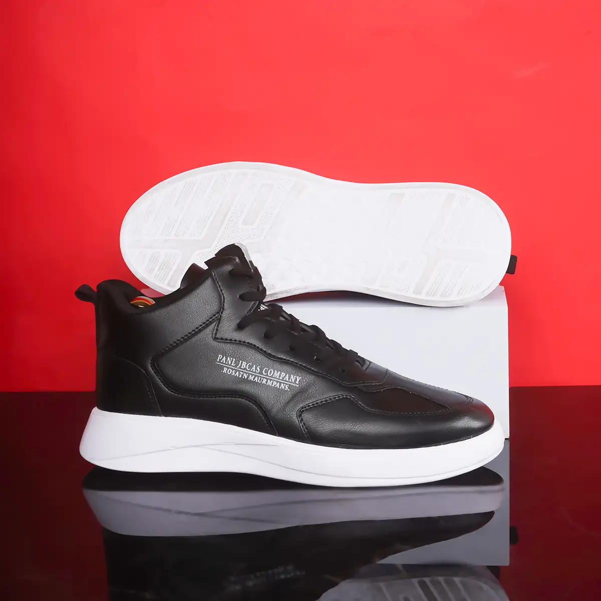 کفش تخت مشکی ساقدار زیره سفید مردانه مدل Anatomic