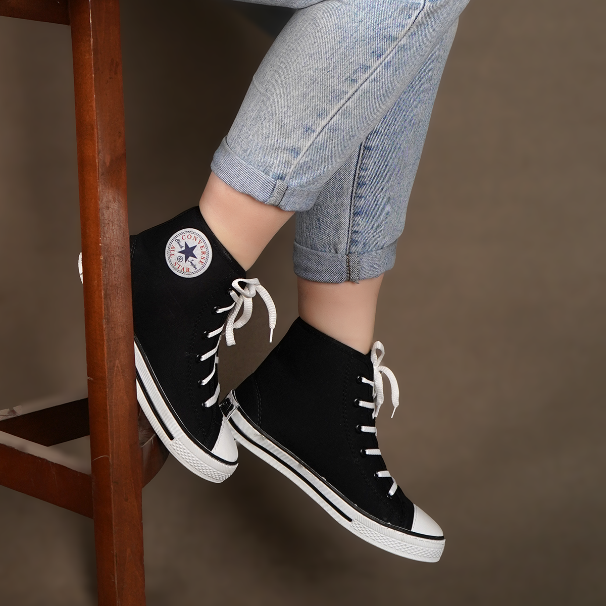 کفش ورزشی ساقدار مشکی All Star زنانه مدلMobina