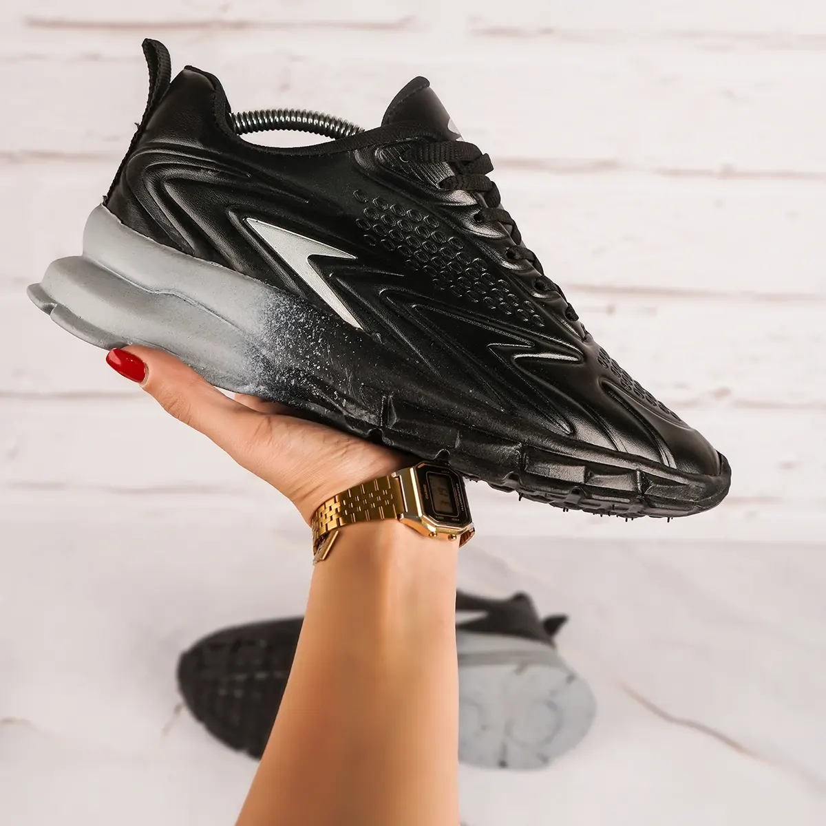 کفش ورزشی مردانه مشکی طوسی مدل marion