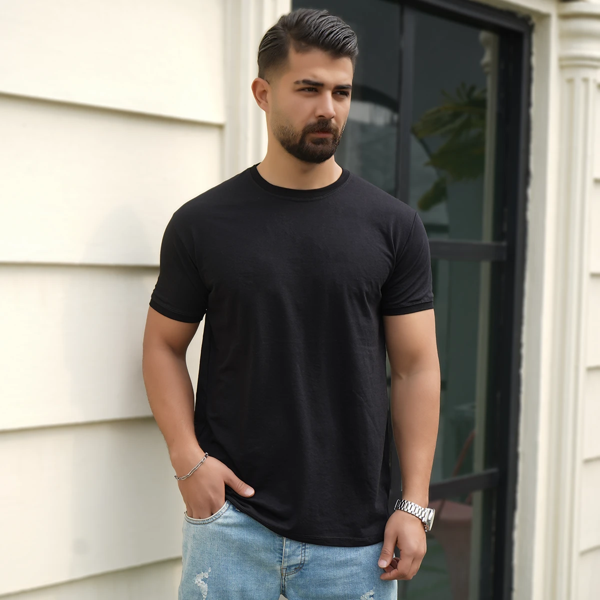 تیشرت ساده مشکی مردانه مدل Edvan