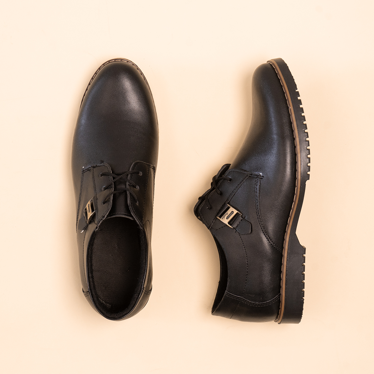 کفش رسمی مردانه مشکی سگک دار ساده مدل D40