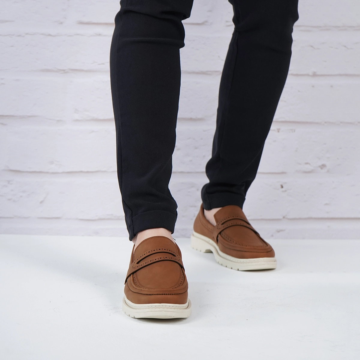 کفش تخت مردانه عسلی مدل Erfan