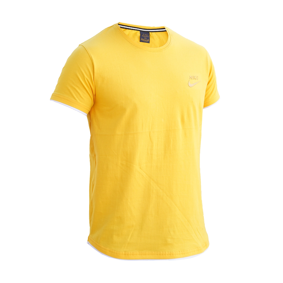 تیشرت یقه گرد زرد مردانه مدل kamyar