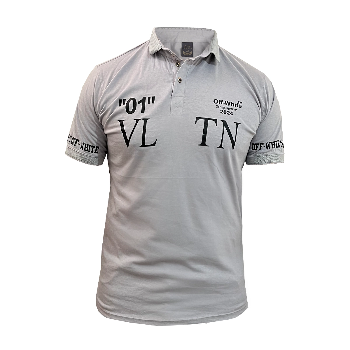 تیشرت مردانه طوسی مدل 01-LV