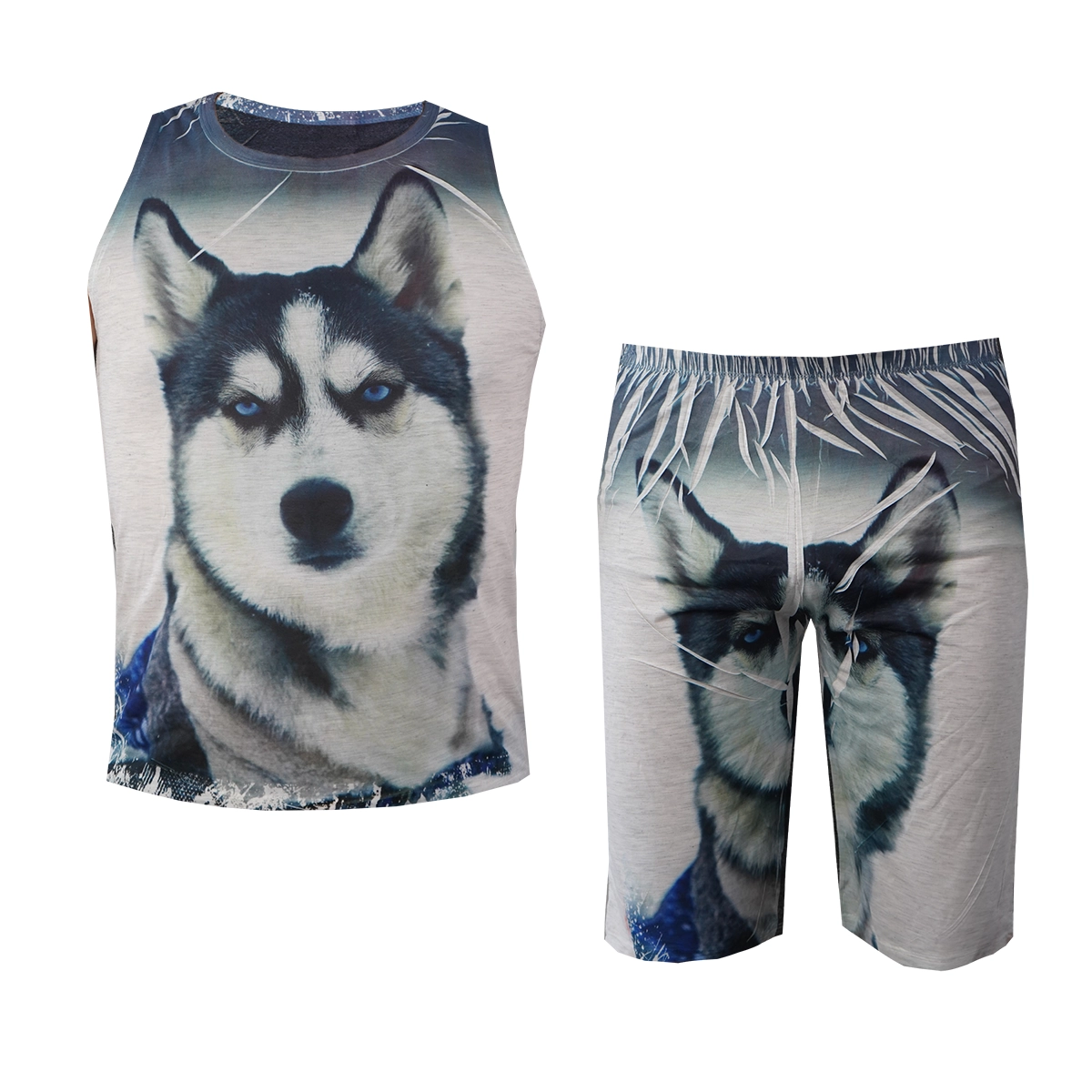 ست رکابی شلوارک مردانه طرح گرگ 2