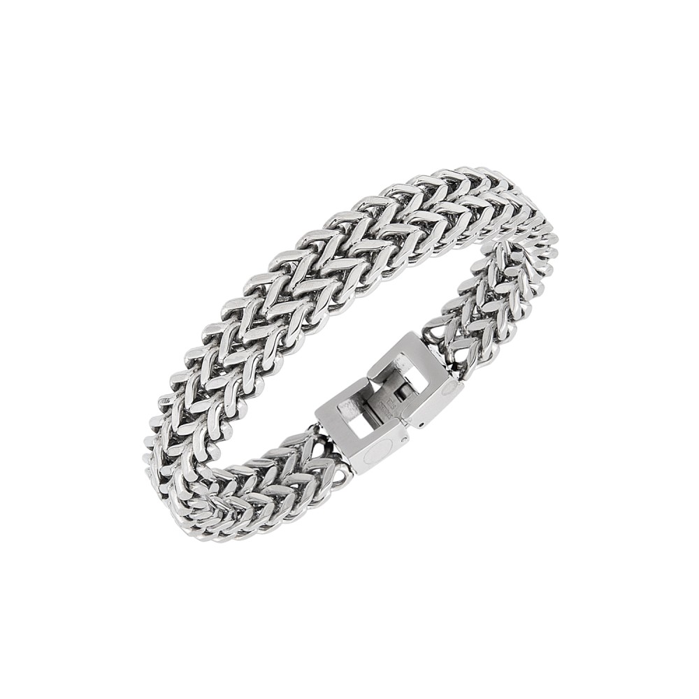 دستبند زنجیری ضخیم نقره ای مردانه مدل H23
