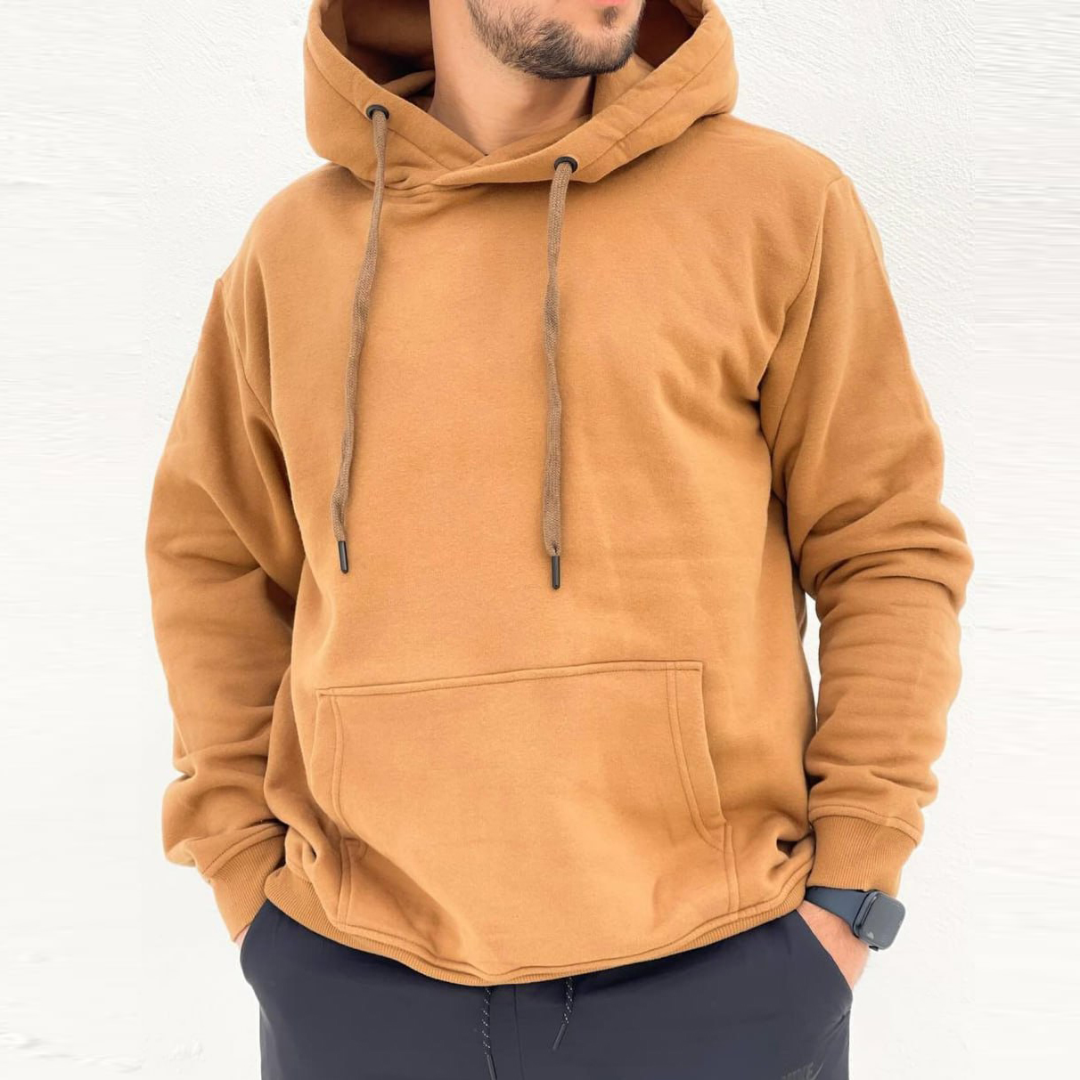 هودی بیسیک نخودی مردانه مدل F71