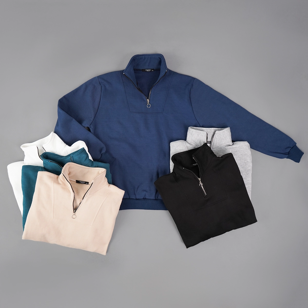 هودی نیم زیپ مردانه سفید مدل Shobin