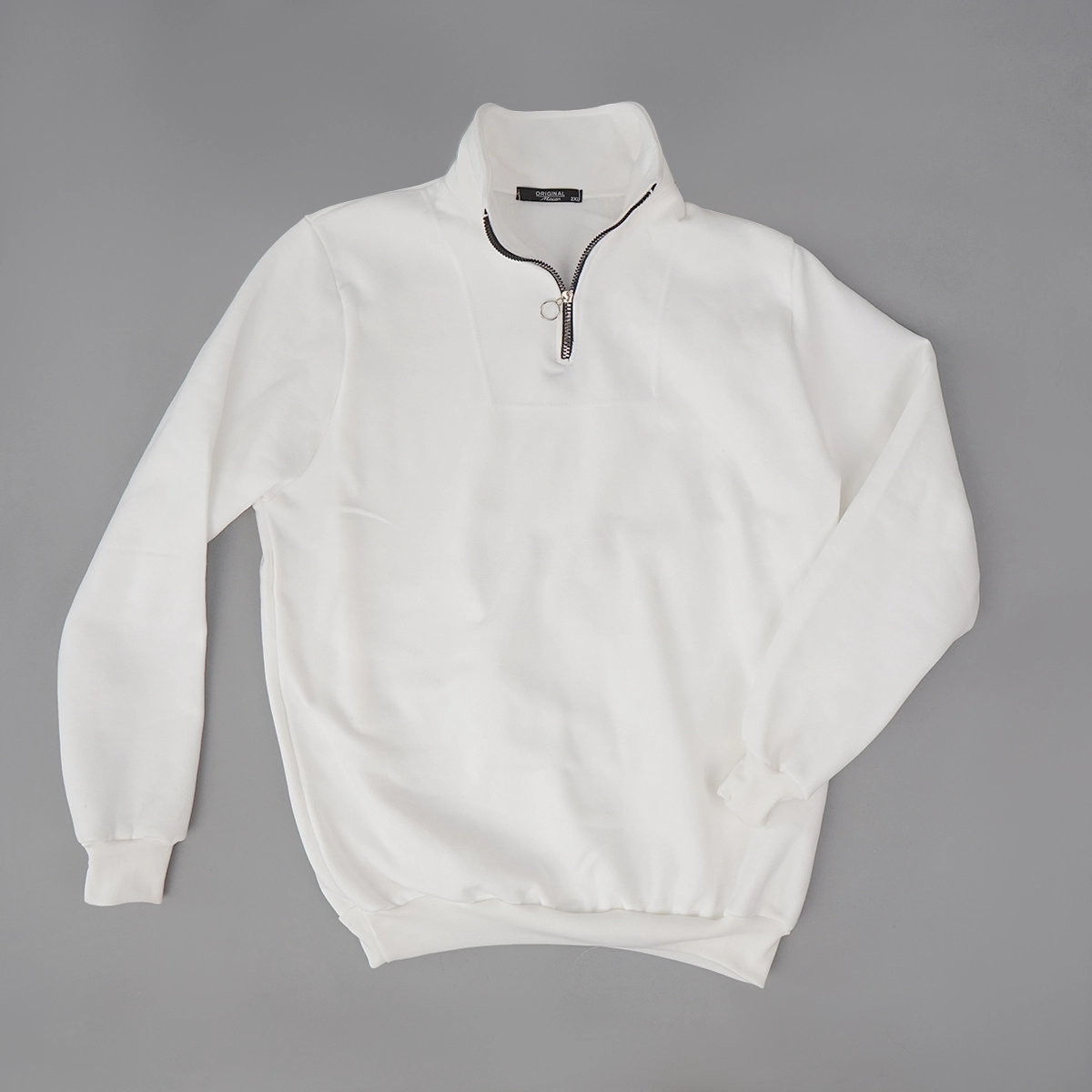 هودی نیم زیپ مردانه سفید مدل Shobin