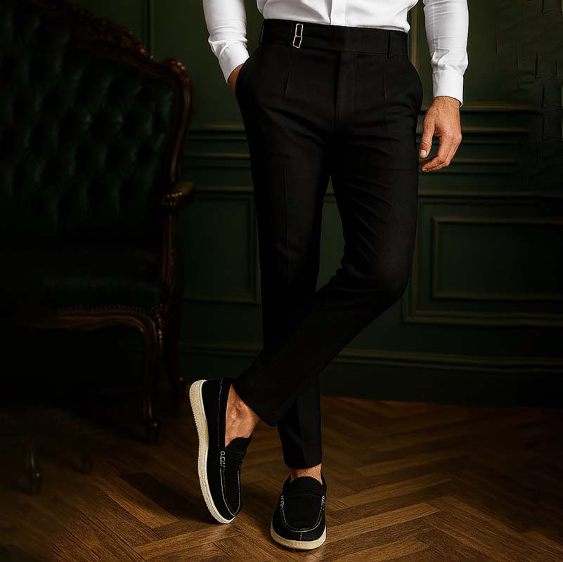 شلوار مشکی دو سگک مردانه مدل Migel