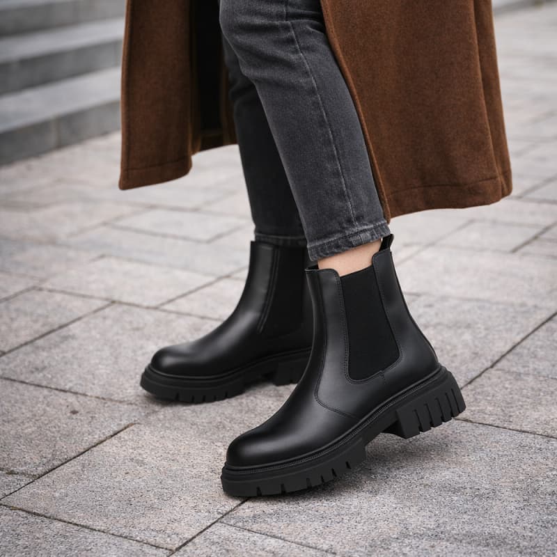 نیم بوت زنانه چلسی دوطرف کش-مشکی