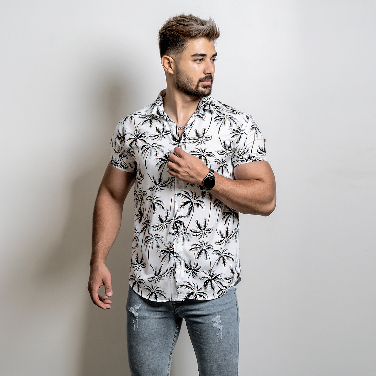 پیراهن هاوایی مردانه مدل Savin