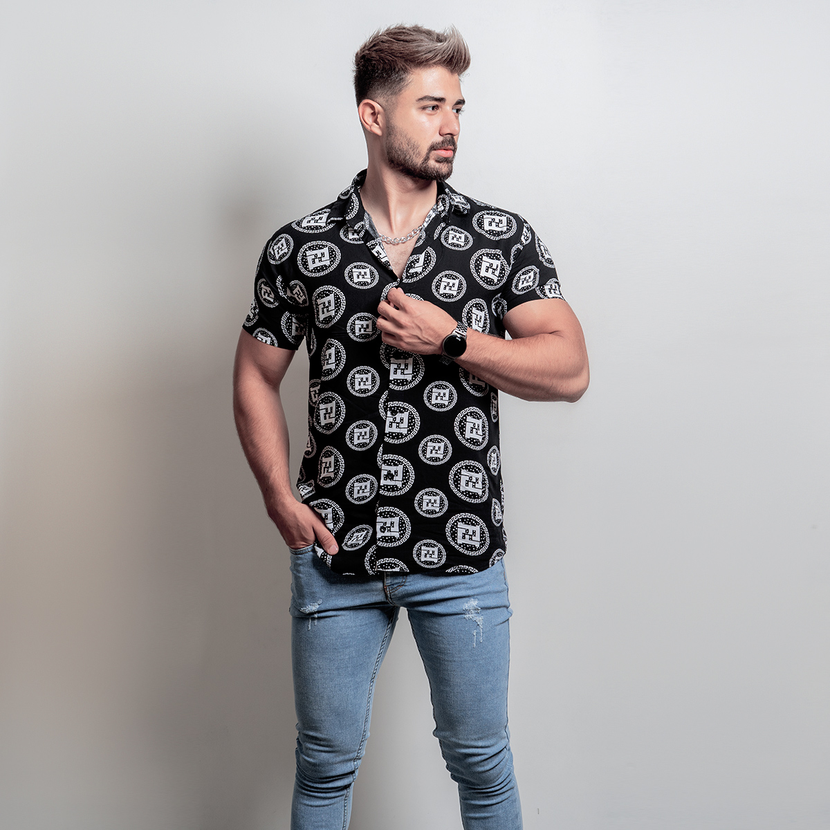 پیراهن هاوایی مردانه مدل Mikara