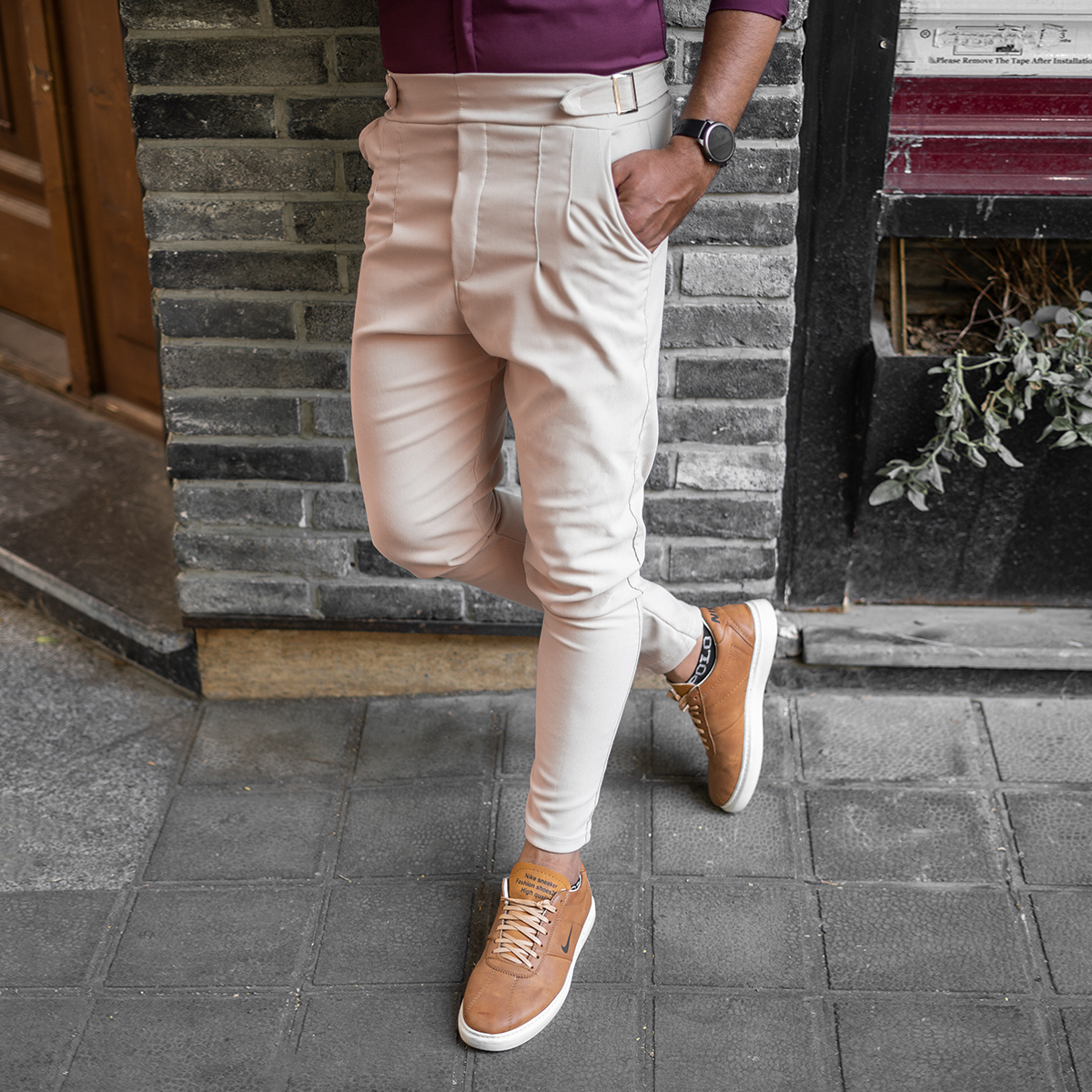 شوار اسلش کرم مردانه مدل Saniyar