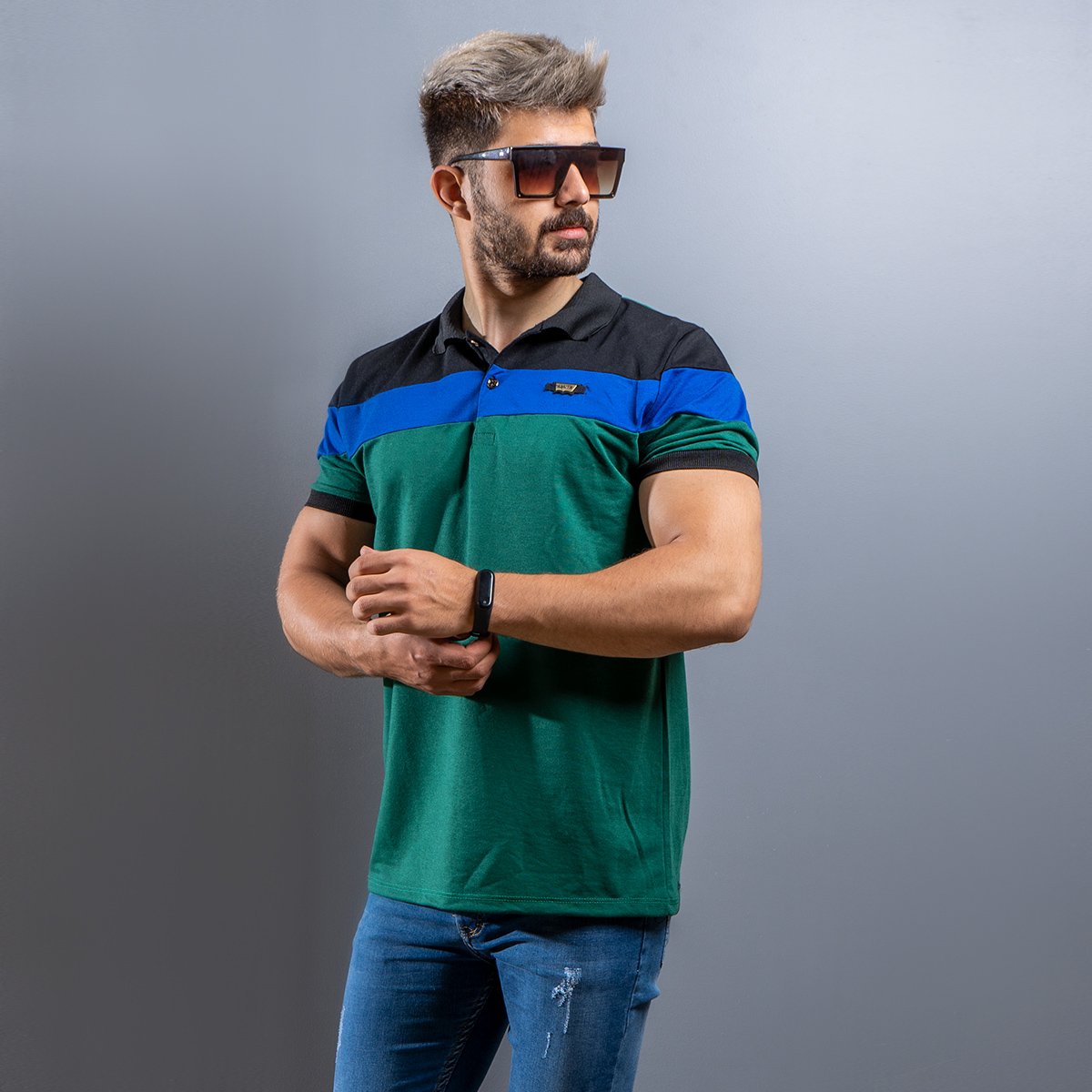 تیشرت Fashion مردانه مشکی سبز مدل Garland(T)