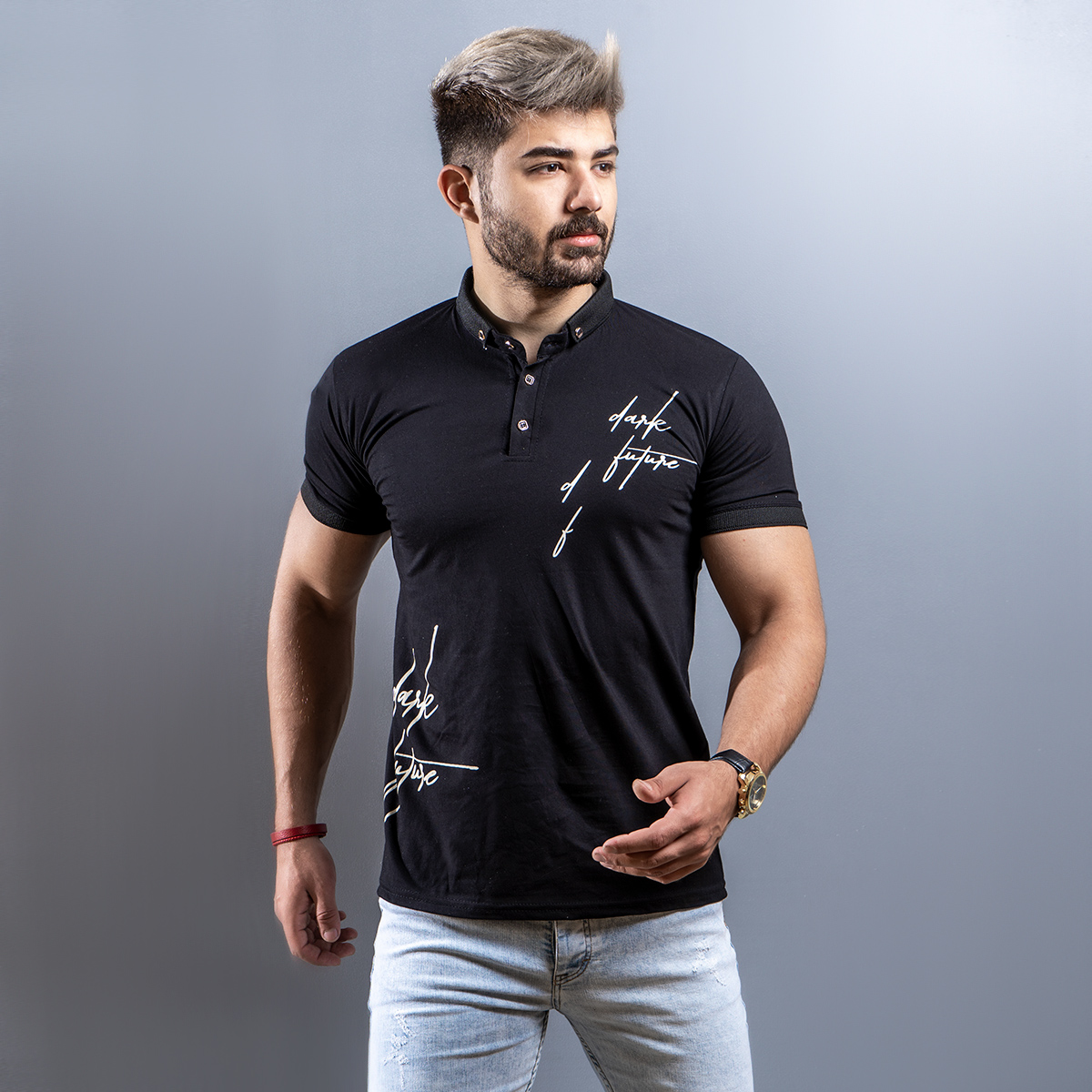 تیشرت مردانه مشکی مدل Lavia