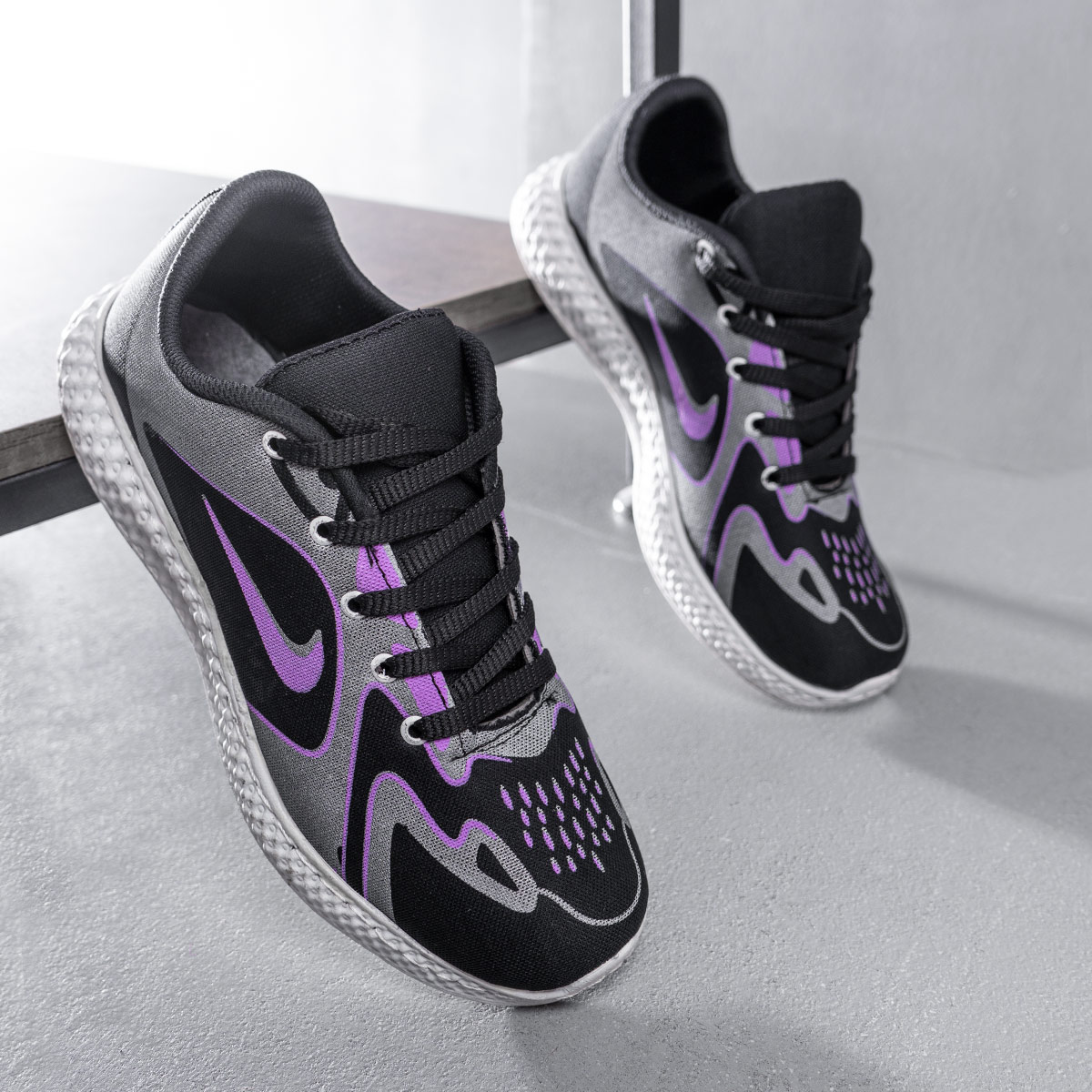 کفش ورزشی مشکی بنفش مردانه مدل Miden(T)