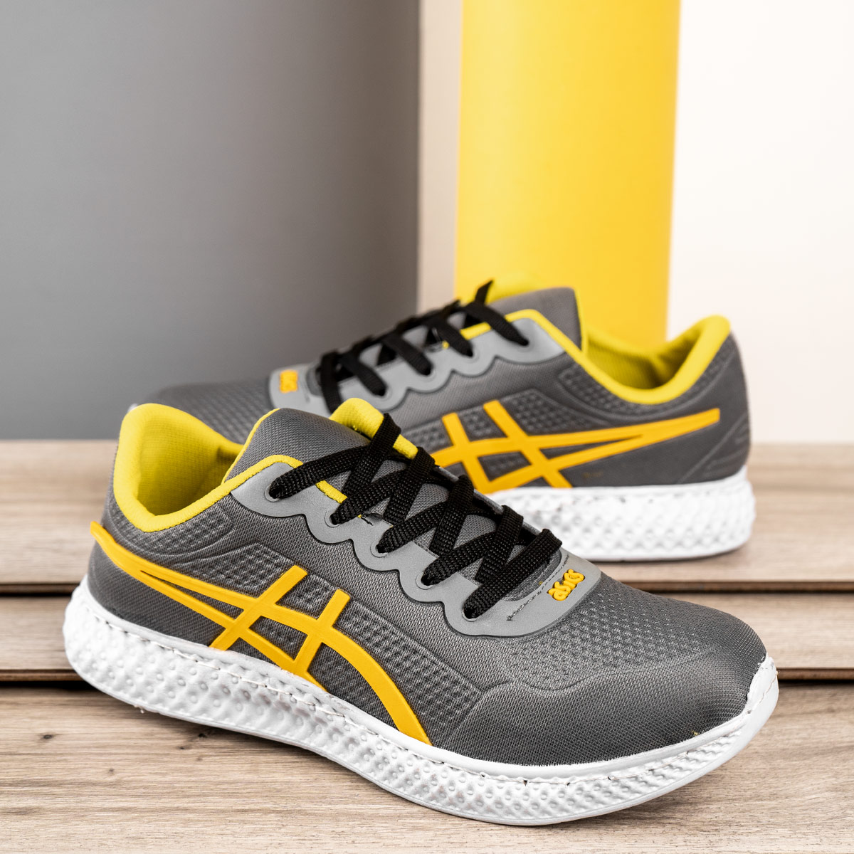 کفش ورزشی Asics مردانه طوسی زرد مدل Nardin(T)